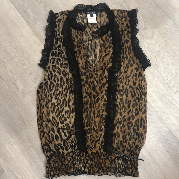 Allen B. By Allen Schwartz Tops - 100% SILK Leopard print blouse Medium scrunch bottom lace trim by Allen …
